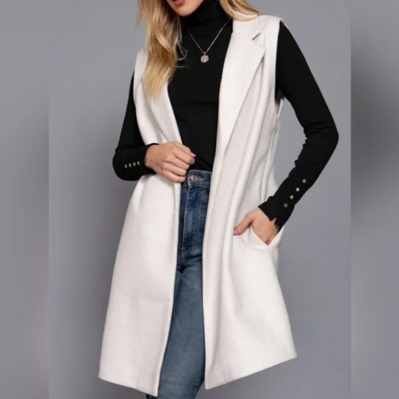 VERSONA Women Winter Sleeveless Long Blazer Vest Open Front Notched Collar Soft - Picture 10 of 10